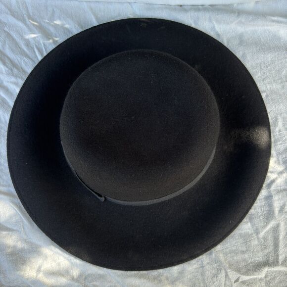Made in Italy 100% Wool Felt Black Wide Brim Fedora Hat Classic - Picture 3 of 8